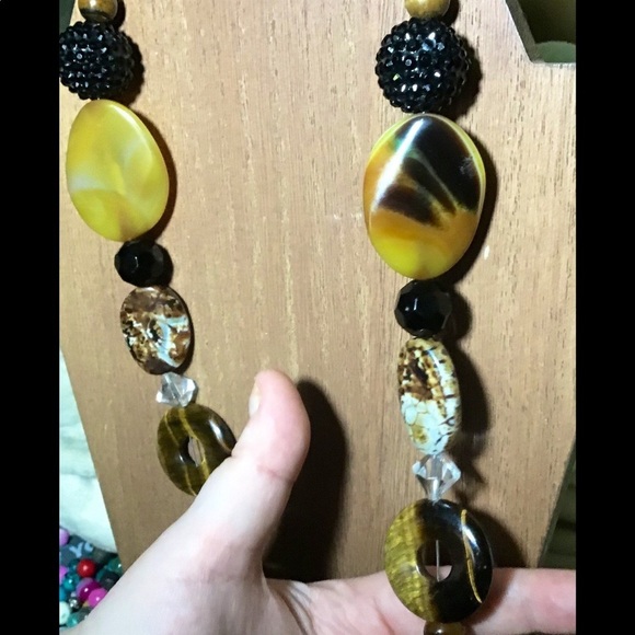real tigers eye crystal agate onyx large necklace - Picture 6 of 8